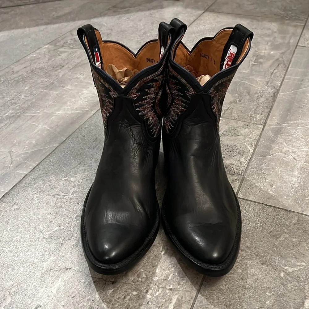 RIO Of Mercedes Black Short Leather Western Boots - Picture 5 of 12